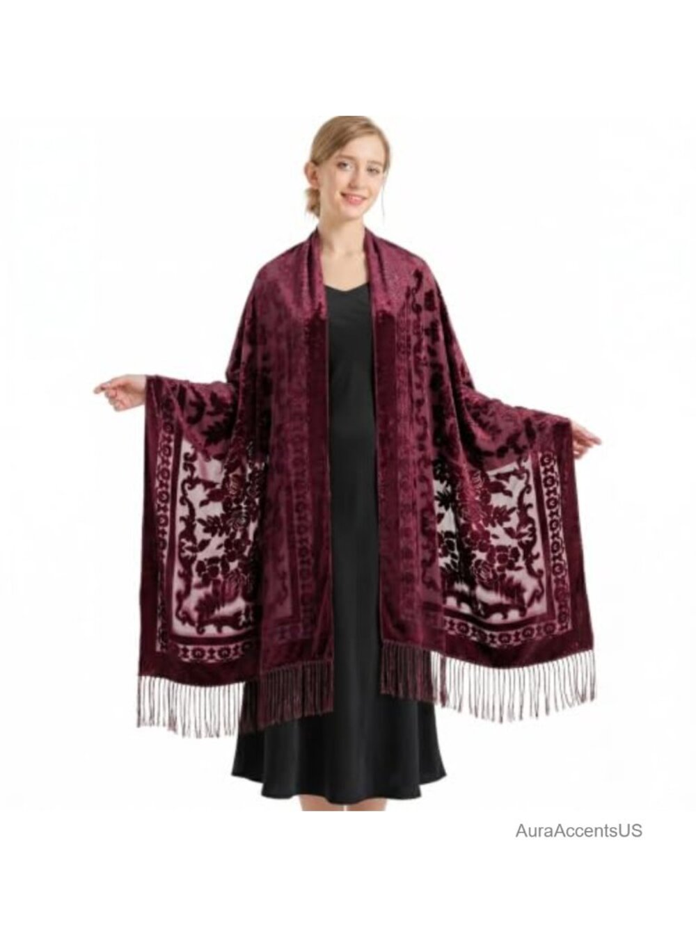 Velvet Shawl Wrap Evening Fringe Formal